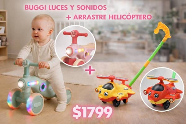 Buggi con luces y sonidos + arrastre helicoptero